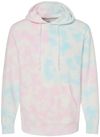 Am image of a Custom Midweight Tie Dyed Hooded Sweatshirt in Tie Dye Cotton Candy!