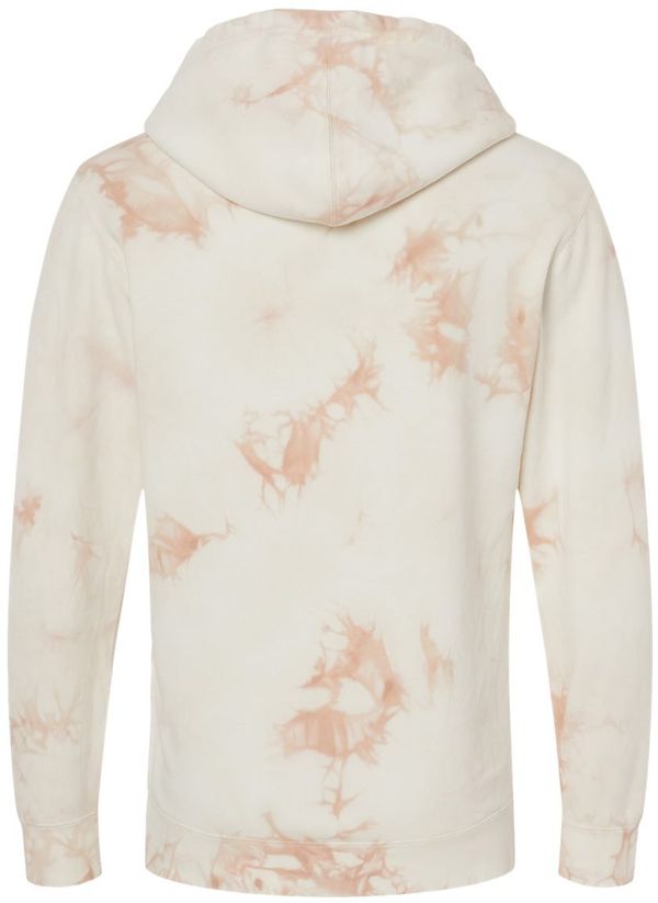 Am image of a Custom Midweight Tie Dyed Hooded Sweatshirt in Tie Dye Dusty Pink!