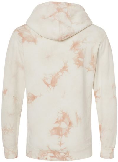 Am image of a Custom Midweight Tie Dyed Hooded Sweatshirt in Tie Dye Dusty Pink!