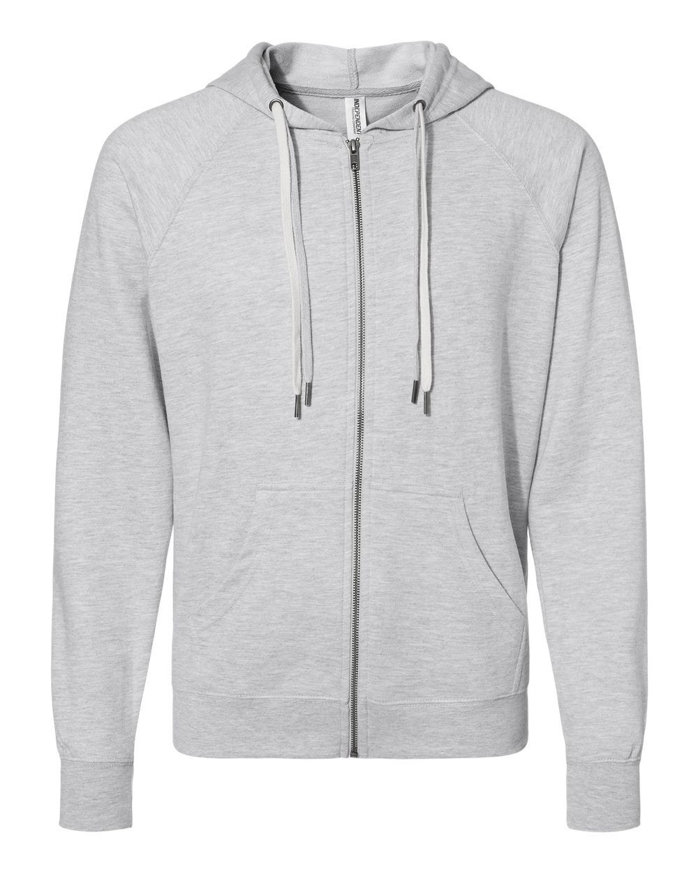 Independent Trading Co Icon Unisex Lightweight Loopback Terry Full Zip Hooded Sweatshirt in Athletic Heather