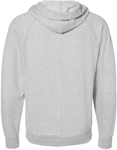 Am image of a Custom Independent Trading Co Icon Unisex Lightweight Loopback Terry Full Zip Hooded Sweatshirt in Athletic Heather!