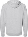 Am image of a Custom Independent Trading Co Icon Unisex Lightweight Loopback Terry Full Zip Hooded Sweatshirt in Athletic Heather!