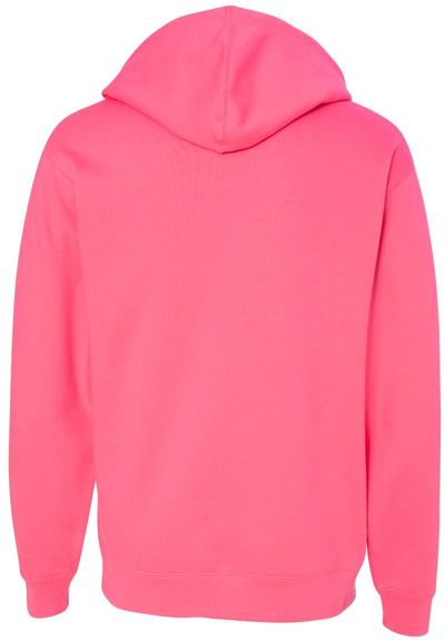 Am image of a Custom INDEPENDENT ADULT MIDWEIGHT HOODED SWEATSHIRT in Neon Pink!