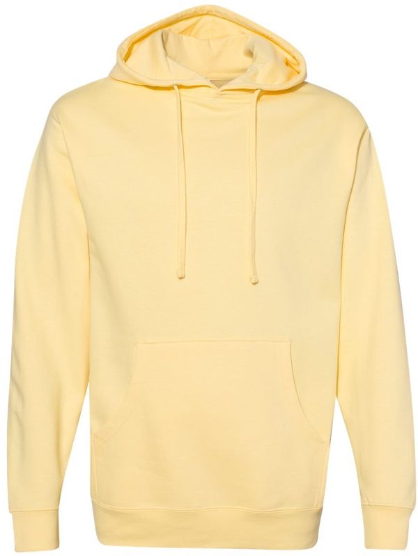 Am image of a Custom INDEPENDENT ADULT MIDWEIGHT HOODED SWEATSHIRT in Light Yellow!