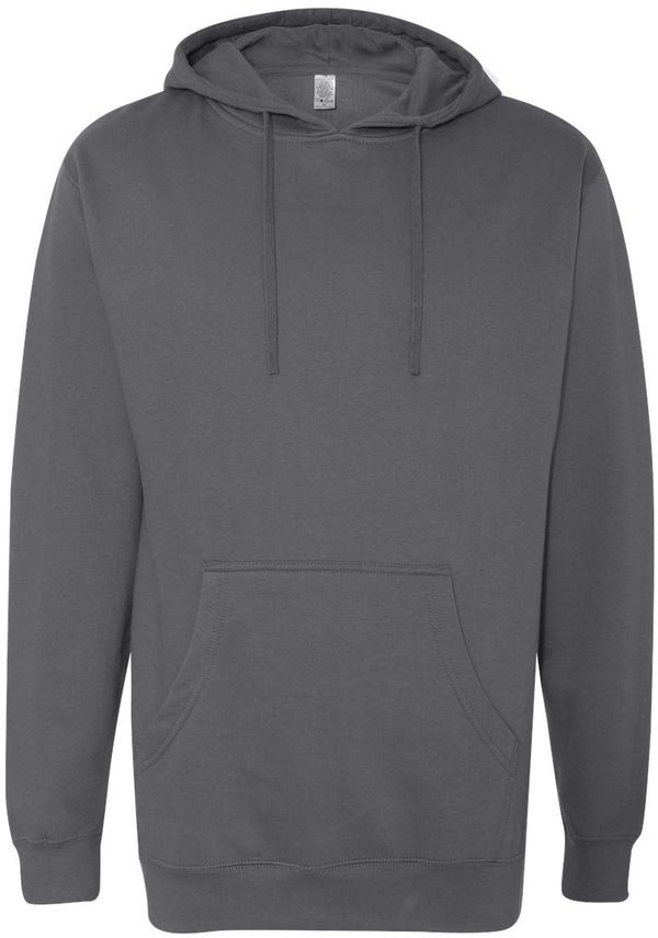 Am image of a Custom INDEPENDENT ADULT MIDWEIGHT HOODED SWEATSHIRT in Charcoal!