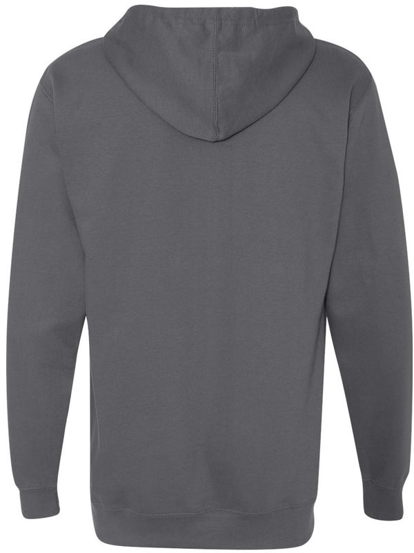 Am image of a Custom INDEPENDENT ADULT MIDWEIGHT HOODED SWEATSHIRT in Charcoal!
