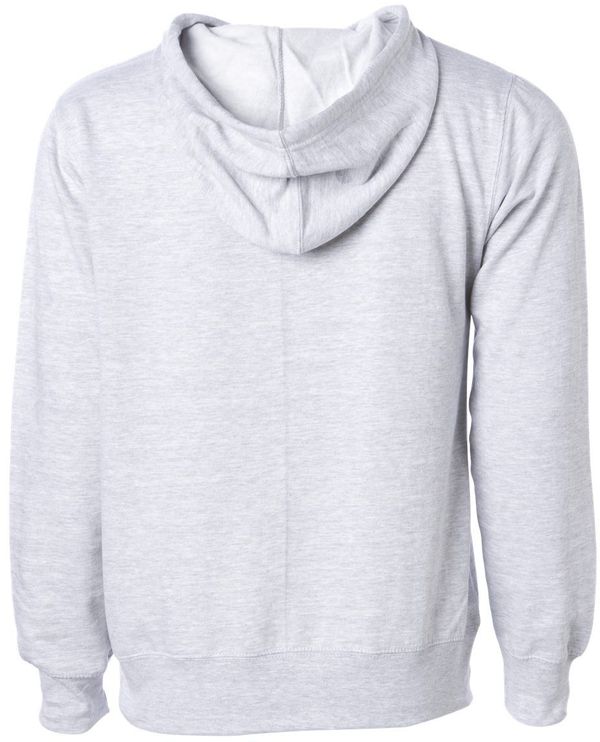Am image of a Custom INDEPENDENT ADULT MIDWEIGHT HOODED SWEATSHIRT in Grey Heather!