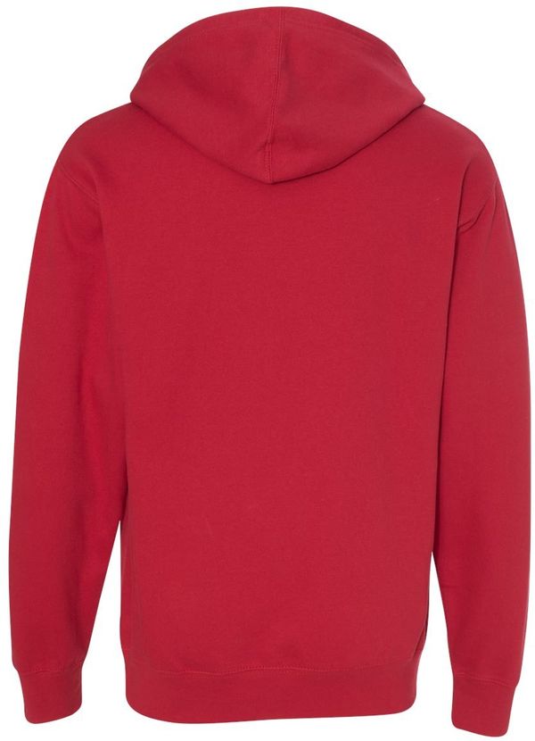 Am image of a Custom INDEPENDENT ADULT MIDWEIGHT HOODED SWEATSHIRT in Red!