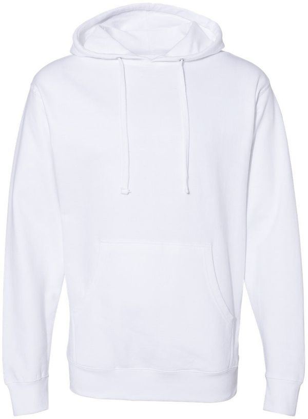 Am image of a Custom INDEPENDENT ADULT MIDWEIGHT HOODED SWEATSHIRT in White!