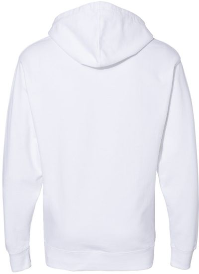 Am image of a Custom INDEPENDENT ADULT MIDWEIGHT HOODED SWEATSHIRT in White!
