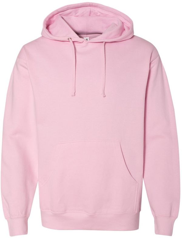 Am image of a Custom INDEPENDENT ADULT MIDWEIGHT HOODED SWEATSHIRT in Light Pink!