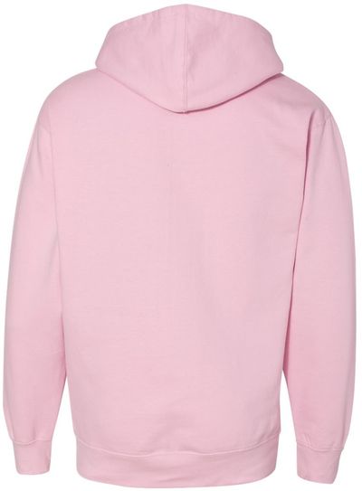 Am image of a Custom INDEPENDENT ADULT MIDWEIGHT HOODED SWEATSHIRT in Light Pink!