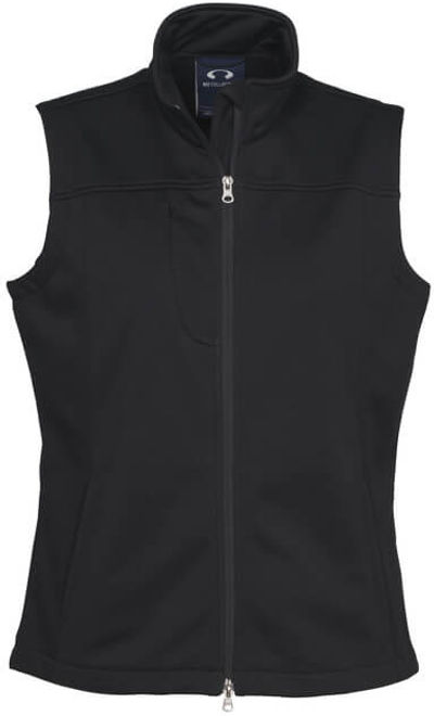 Am image of a Custom Biz Collection Ladies Soft Shell Vest in Black!