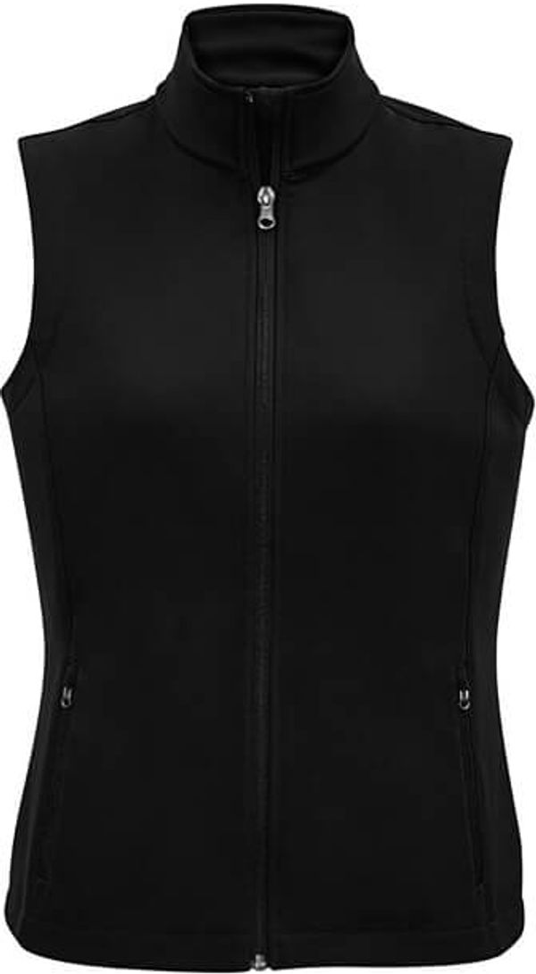 Am image of a Custom Biz Collection Ladies Apex Vest in Black!