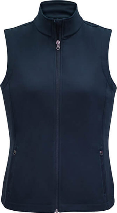 Am image of a Custom Biz Collection Ladies Apex Vest in Navy!