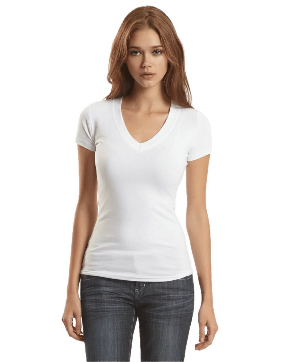 Jerico Bamboo Stretch Deep V Neck in White
