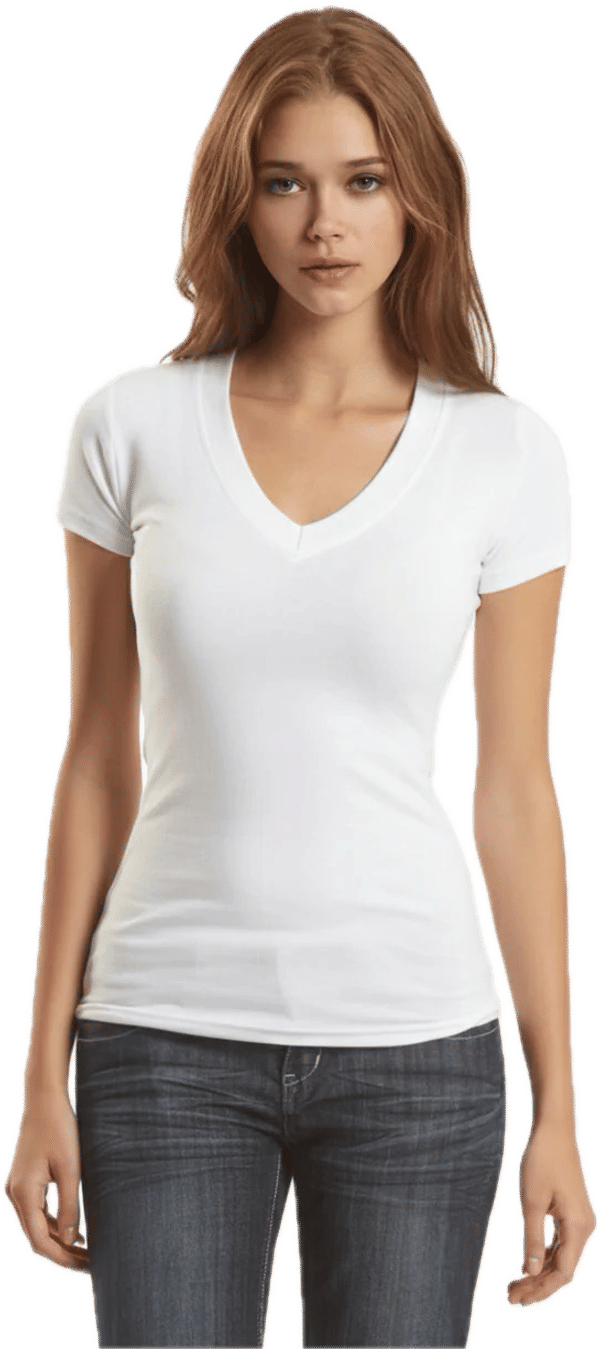 An image of a Custom Jerico Bamboo Stretch Deep V Neck in White!