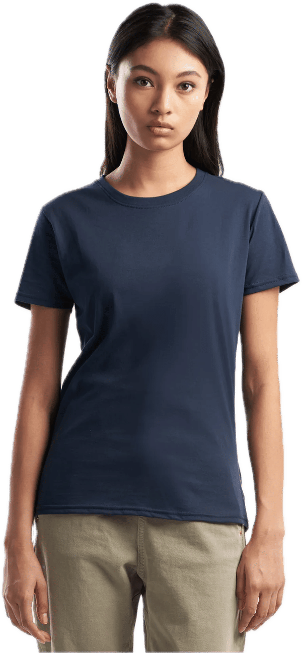 An image of a Custom Jerico Ladies Essential Cotton T Shirt in Midnight Blue!