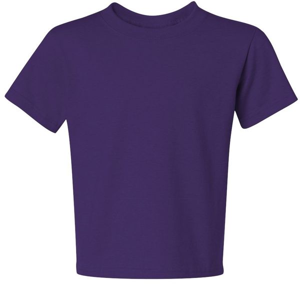 Am image of a Custom JERZEES DriPower Youth Fifty Fifty T Shirt in Deep Purple!