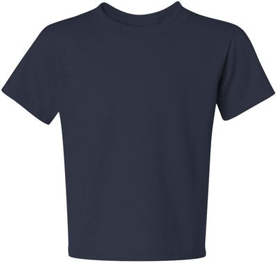 Am image of a Custom JERZEES DriPower Youth Fifty Fifty T Shirt in J. Navy!
