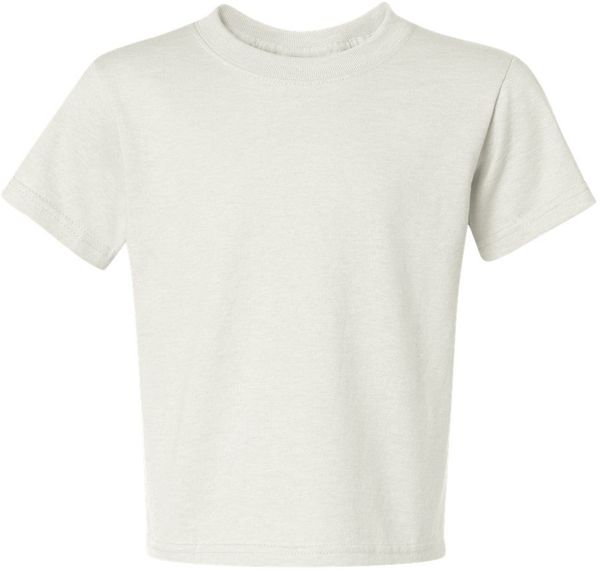 Am image of a Custom JERZEES DriPower Youth Fifty Fifty T Shirt in White!