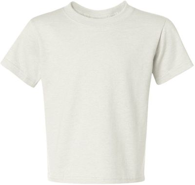 Am image of a Custom JERZEES DriPower Youth Fifty Fifty T Shirt in White!