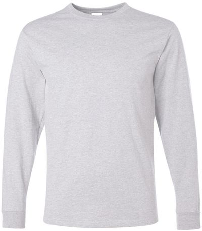 Am image of a Custom Jerzees DriPower Long Sleeve Fifty Fifty TShirt in Ash!