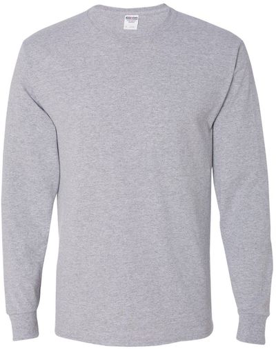 Am image of a Custom Jerzees DriPower Long Sleeve Fifty Fifty TShirt in Athletic Heather!