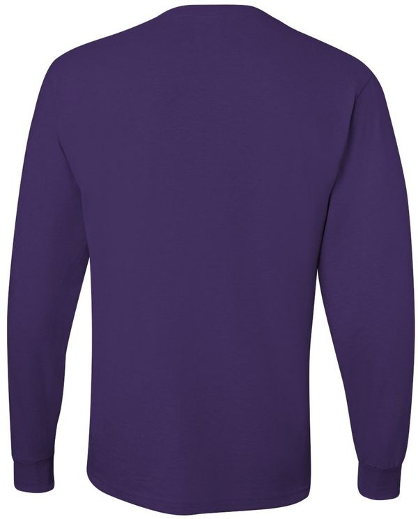 Am image of a Custom Jerzees DriPower Long Sleeve Fifty Fifty TShirt in Deep Purple!