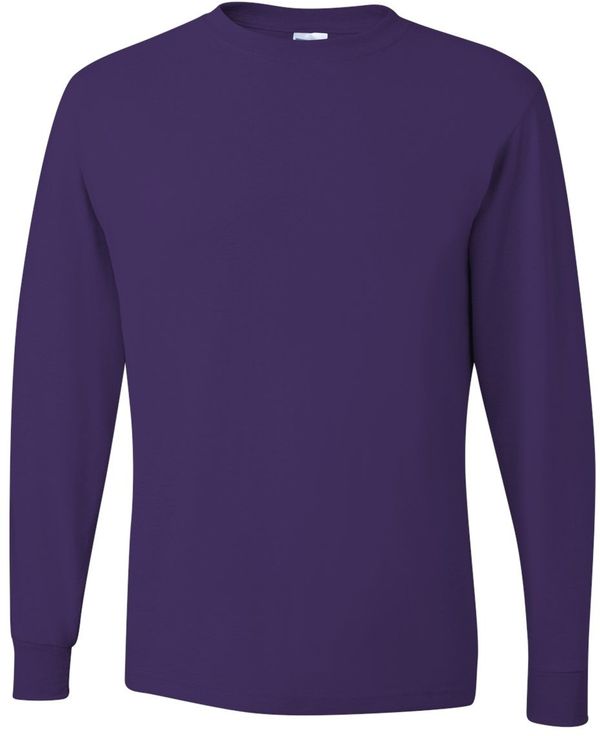 Am image of a Custom Jerzees DriPower Long Sleeve Fifty Fifty TShirt in Deep Purple!