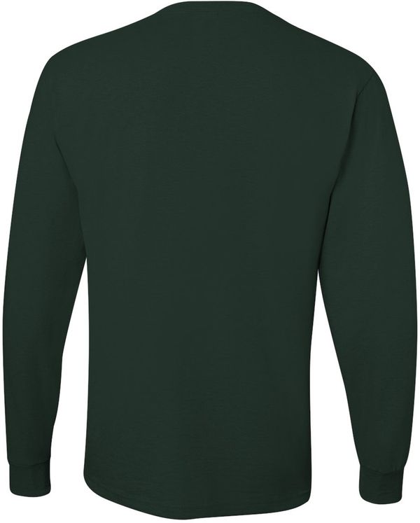 Am image of a Custom Jerzees DriPower Long Sleeve Fifty Fifty TShirt in Forest Green!