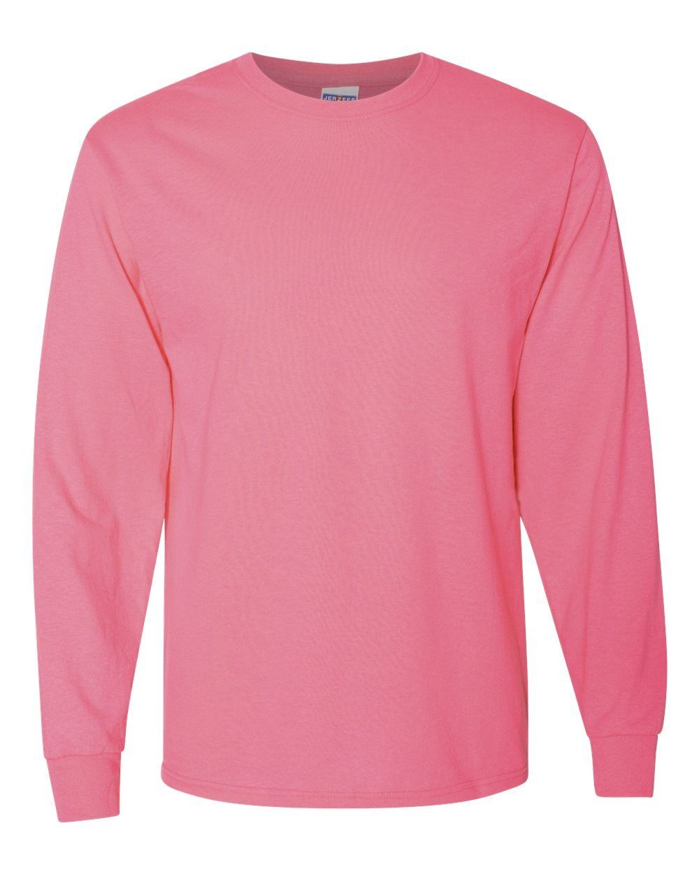 Jerzees DriPower Long Sleeve Fifty Fifty TShirt in Neon Pink