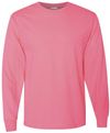 Am image of a Custom Jerzees DriPower Long Sleeve Fifty Fifty TShirt in Neon Pink!