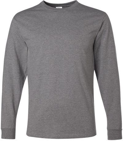 Am image of a Custom Jerzees DriPower Long Sleeve Fifty Fifty TShirt in Oxford Grey!