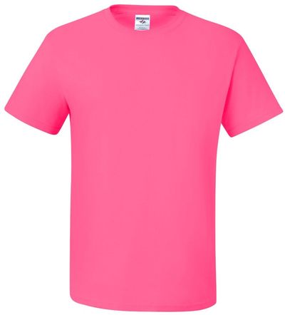 Am image of a Custom JERZEES DriPower 50 50 T Shirt in Neon Pink!