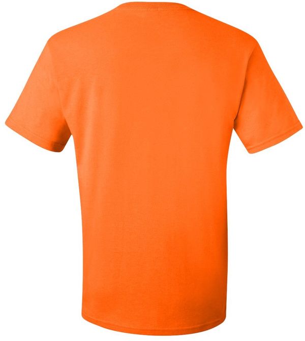 Am image of a Custom JERZEES DriPower 50 50 T Shirt in Safety Orange!