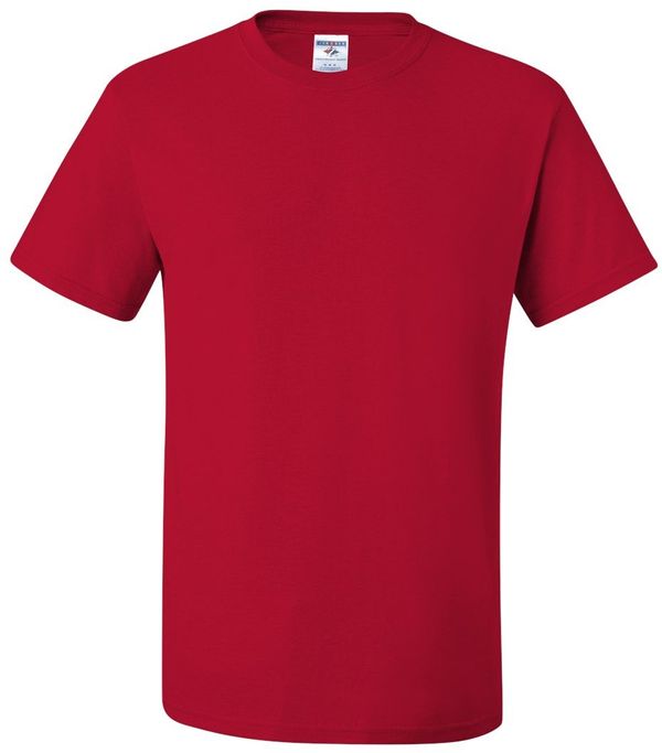 Am image of a Custom JERZEES DriPower 50 50 T Shirt in True Red!