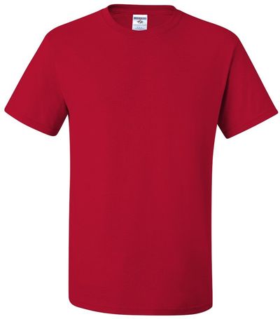 Am image of a Custom JERZEES DriPower 50 50 T Shirt in True Red!