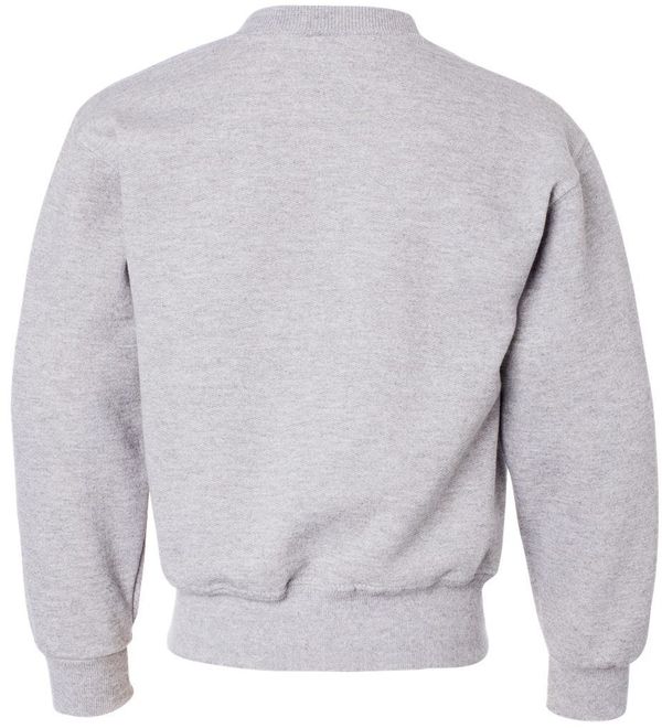 Am image of a Custom JERZEES NuBlend Youth Crewneck Sweatshirt in Ash!