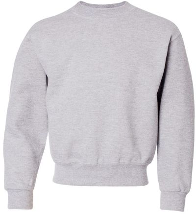 Am image of a Custom JERZEES NuBlend Youth Crewneck Sweatshirt in Ash!
