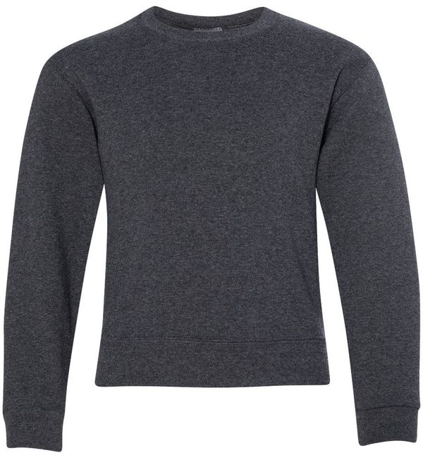 Am image of a Custom JERZEES NuBlend Youth Crewneck Sweatshirt in Black Heather!