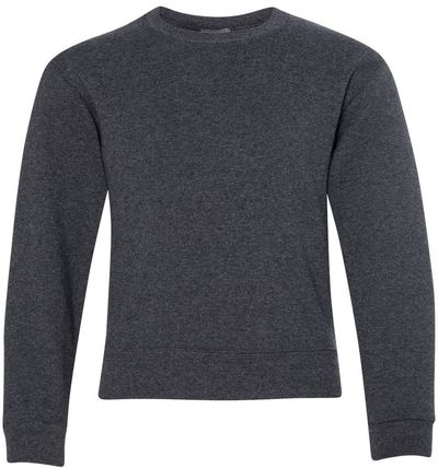 Am image of a Custom JERZEES NuBlend Youth Crewneck Sweatshirt in Black Heather!