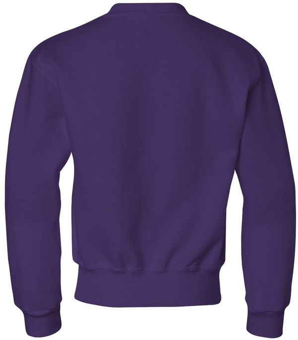 Am image of a Custom JERZEES NuBlend Youth Crewneck Sweatshirt in Deep Purple!