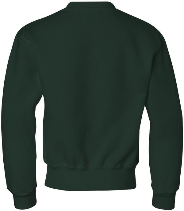 Am image of a Custom JERZEES NuBlend Youth Crewneck Sweatshirt in Forest Green!