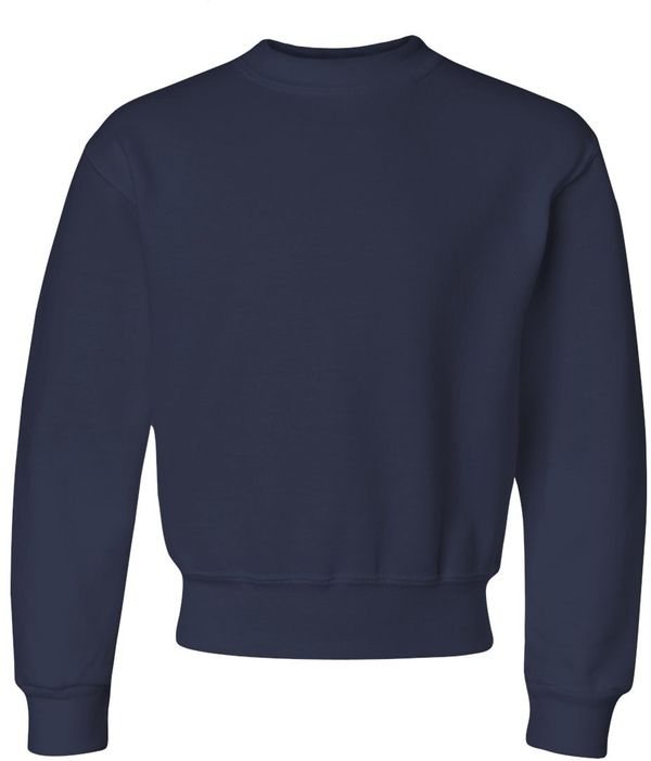 Am image of a Custom JERZEES NuBlend Youth Crewneck Sweatshirt in J. Navy!