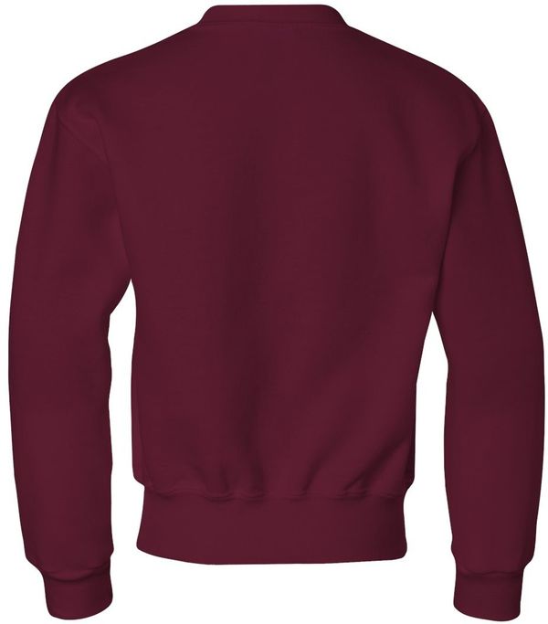 Am image of a Custom JERZEES NuBlend Youth Crewneck Sweatshirt in Maroon!