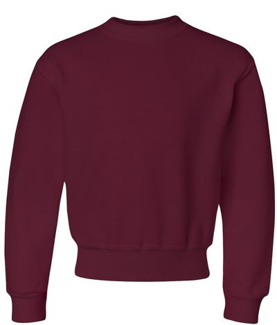 Am image of a Custom JERZEES NuBlend Youth Crewneck Sweatshirt in Maroon!