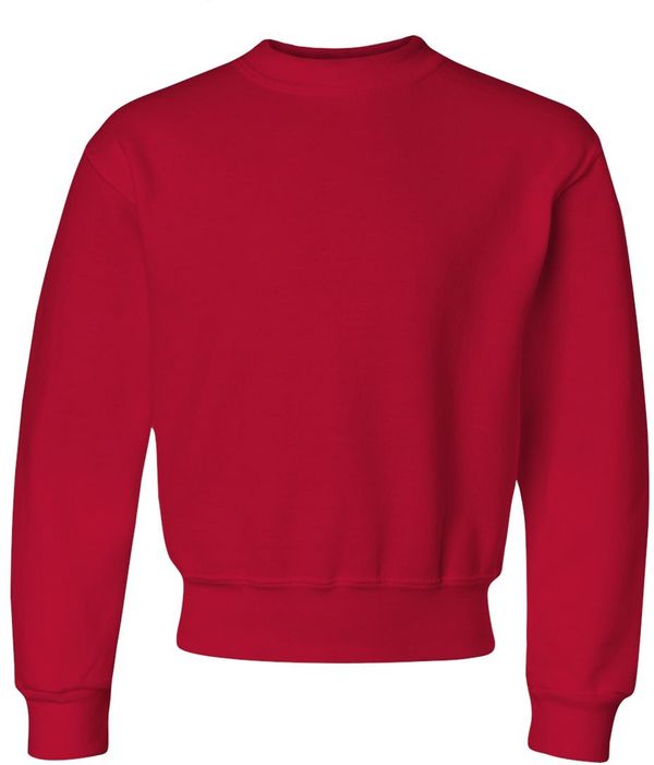 Am image of a Custom JERZEES NuBlend Youth Crewneck Sweatshirt in True Red!