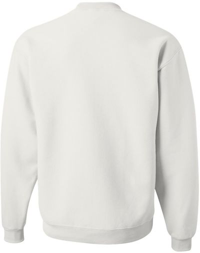 Am image of a Custom JERZEES NuBlend Crewneck Sweatshirt in White!
