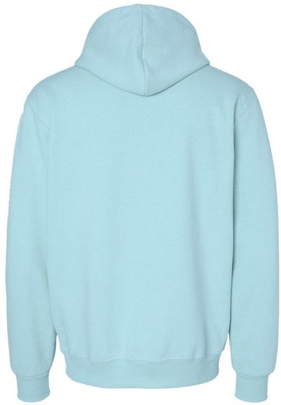 Am image of a Custom Jerzees Premium Eco Blend Ringspun Hooded Sweatshirt in Cloud Heather!